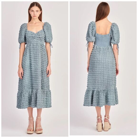 Endless Rose BUBBLE PUFF SLEEVE MAXI DRESS - Picture 1 of 14